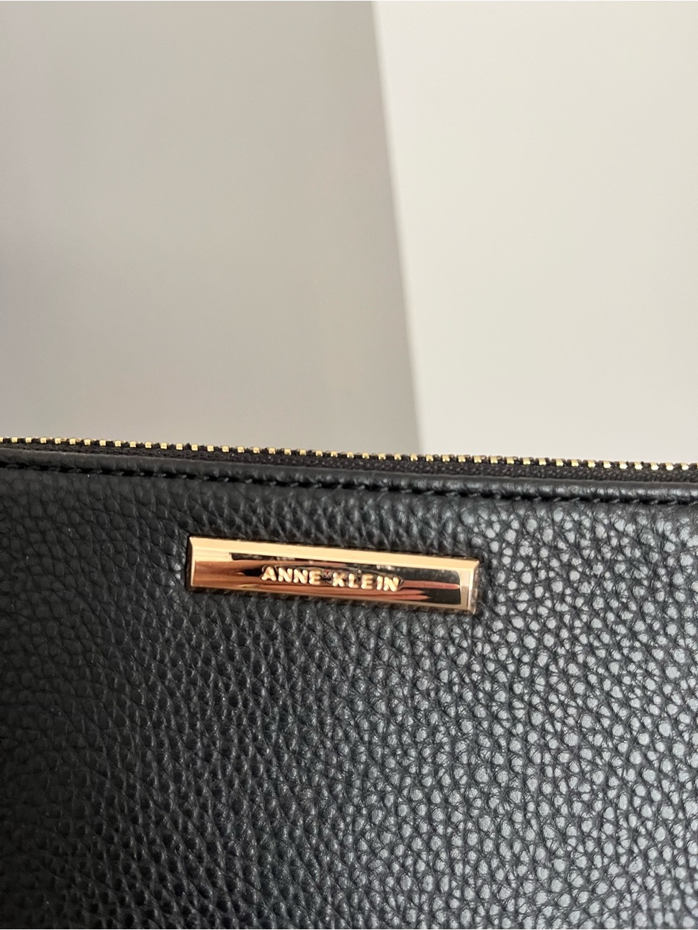 Anne Klein Black Pebbled Leather purse with Gold Accent